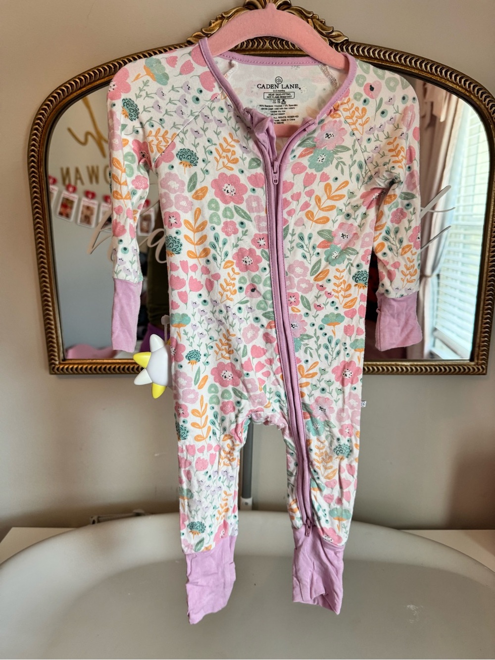 Caden Lane Willow's Whimsy Floral Ruffle Zipper Footie